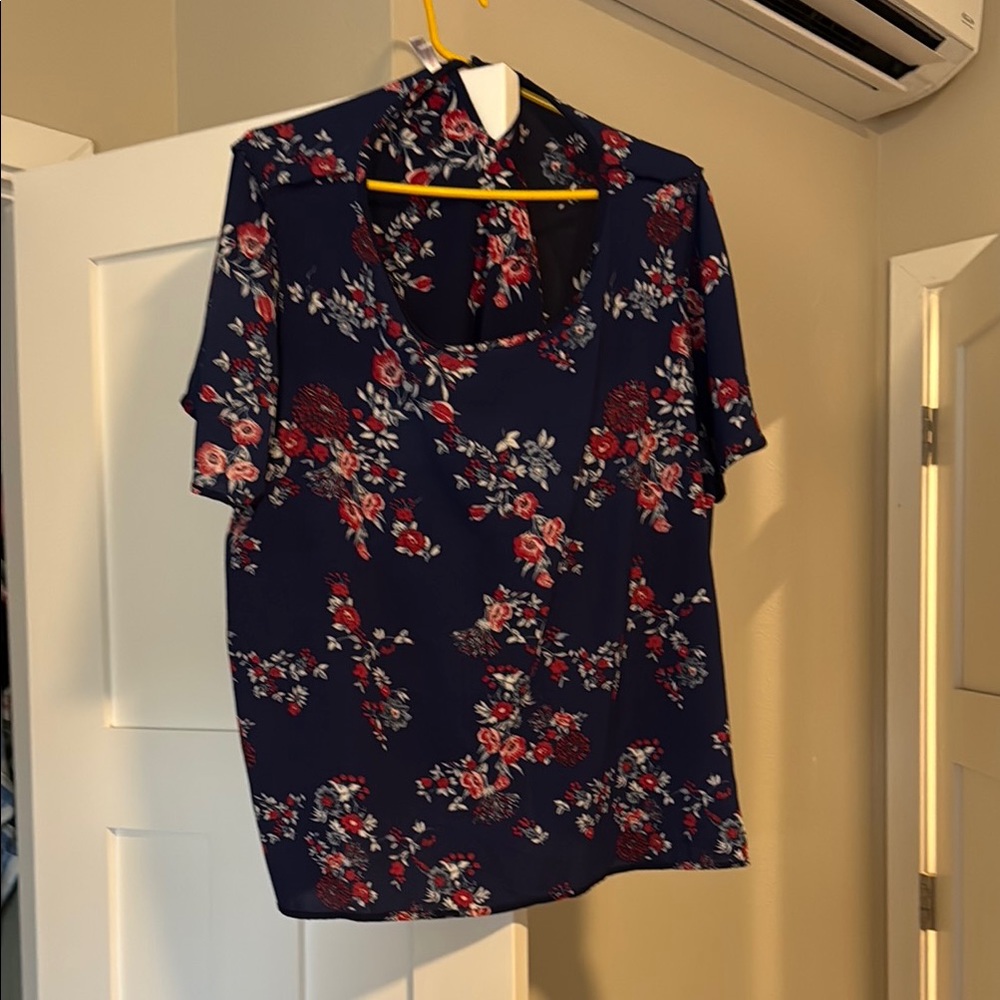 Floral Navy Blue Women's Top
